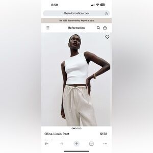 Reformation Olina Pant - XS - Oatmeal (NWT)